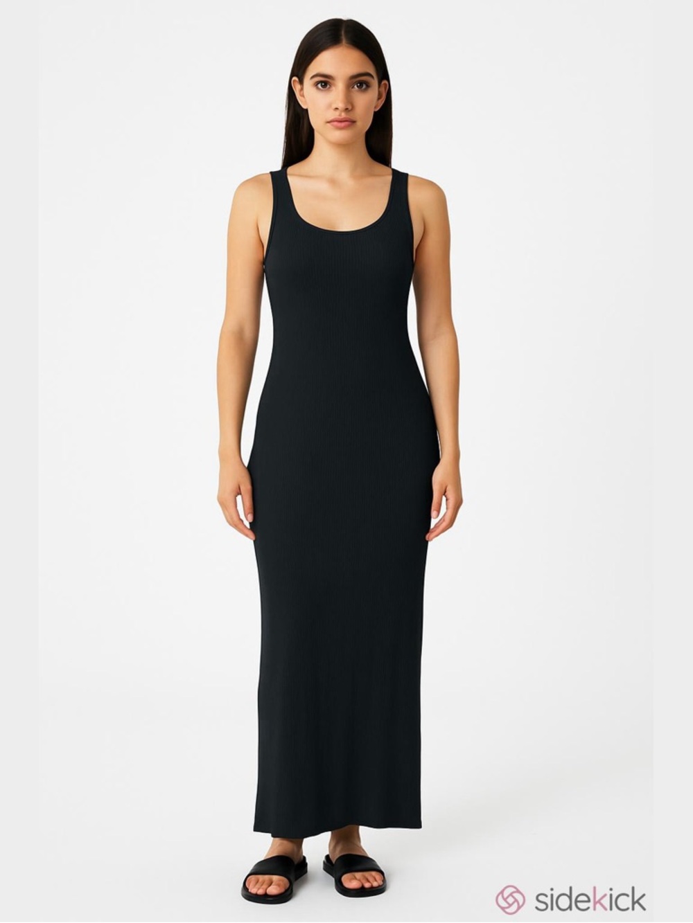 Revolve L*SPACE Mara Ribbed Scoop Neck Maxi Dress Black Twisted Cutout Back M